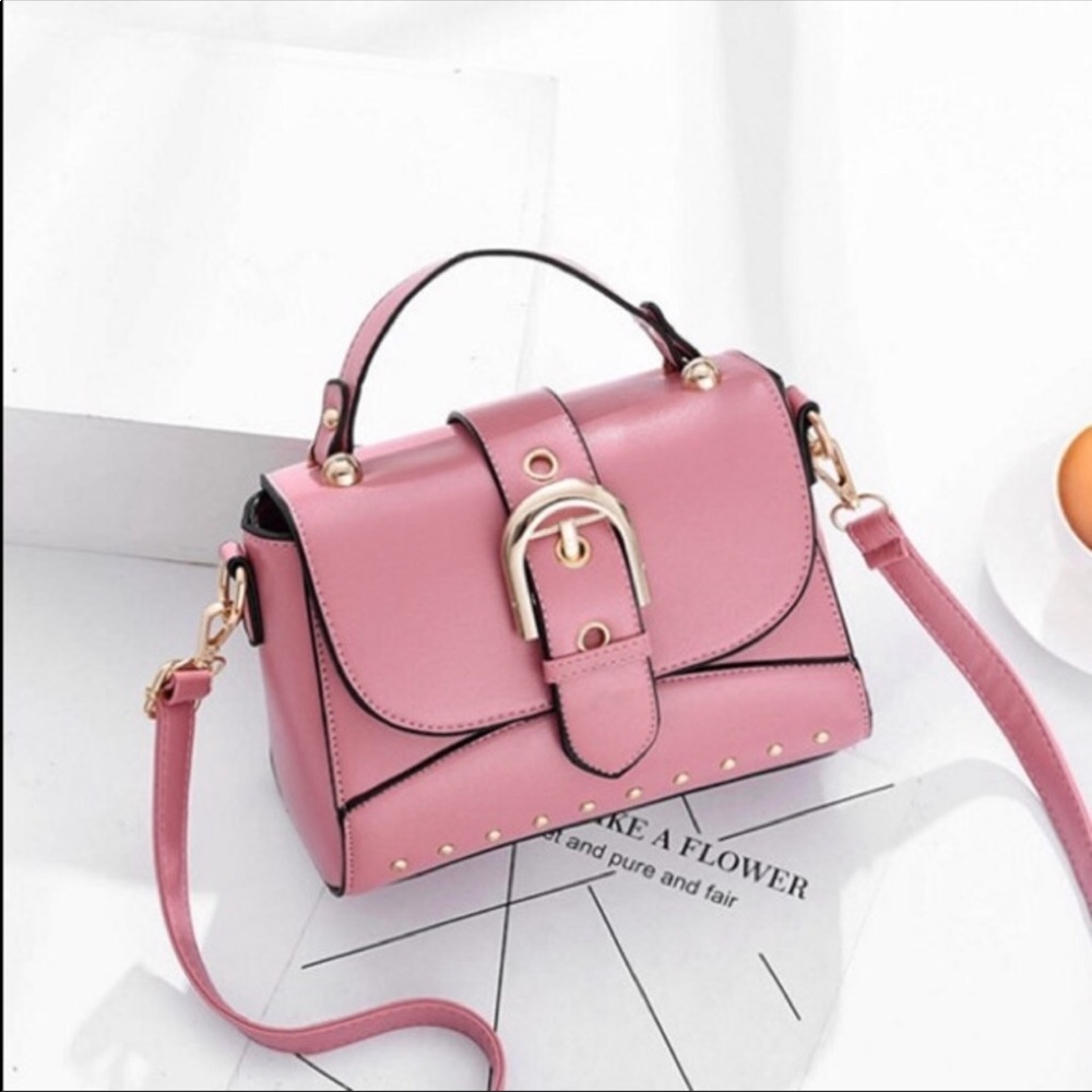 Pink Vegan Leather Crossbody Bag